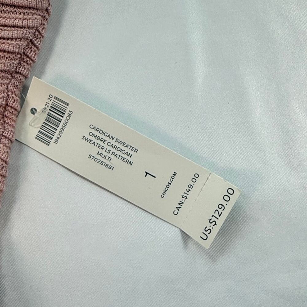 Chico’s Ombre Longline Cardigan Sweater Pink to Rust Open Front Size 1 - Picture 5 of 13